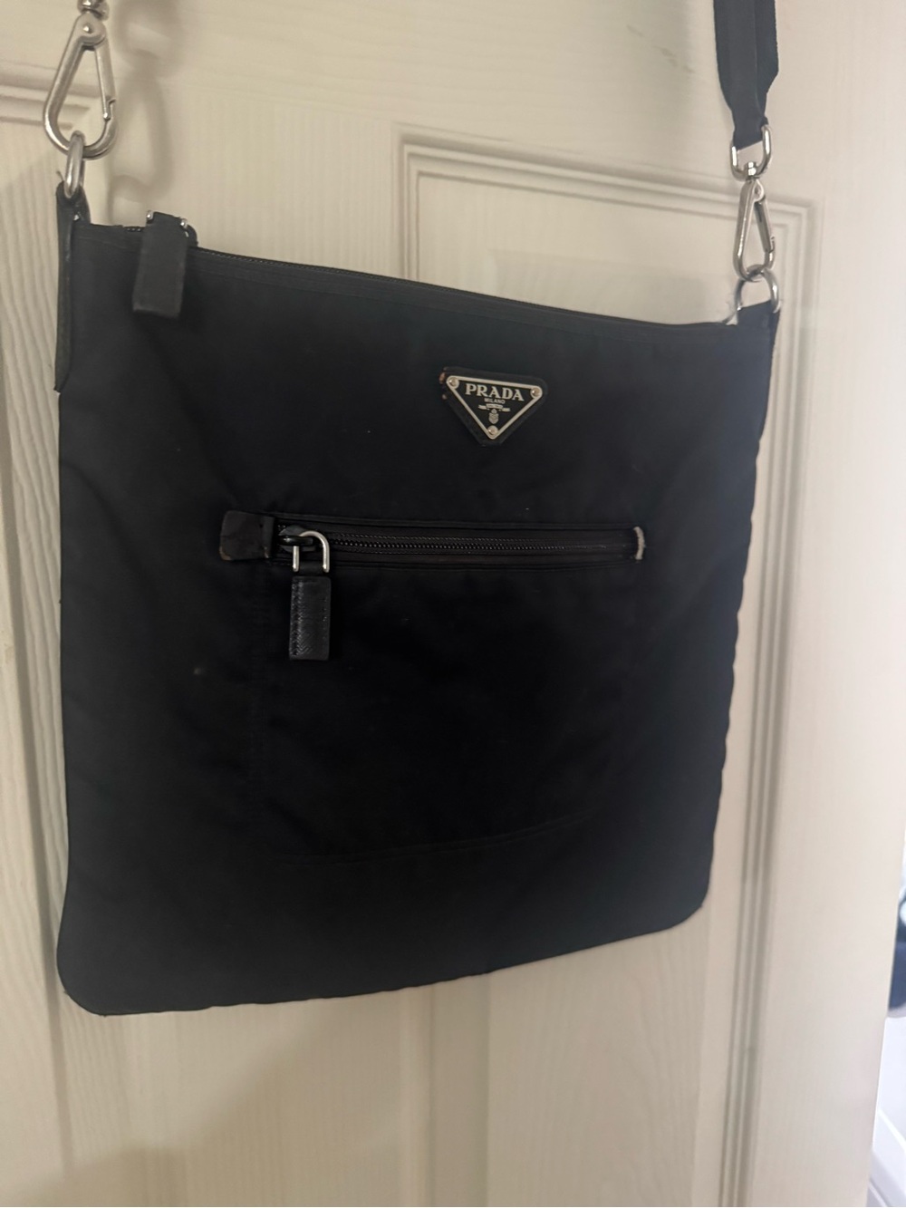 Prada Black Nylon Shoulder Crossbody with Silver Hardware